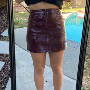Leather maroon skirt